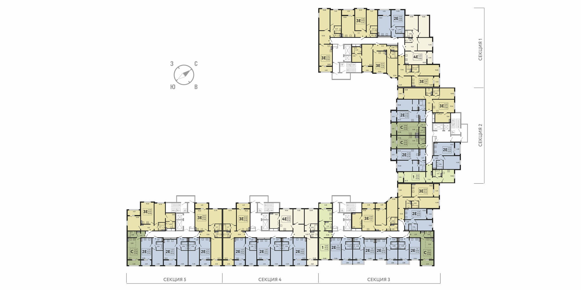 План этажа: 1-комнатная квартира, 30,76 м²