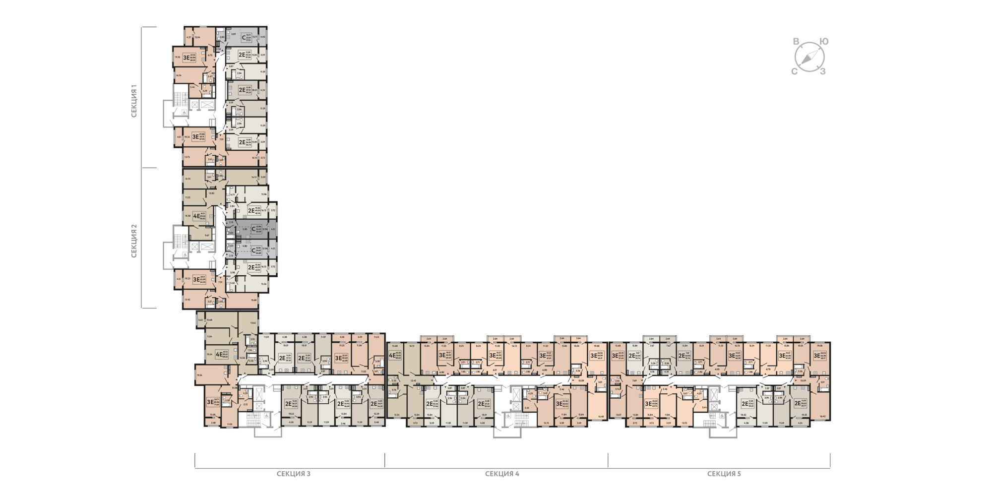 План этажа: 3-комнатная квартира, 80,81 м²