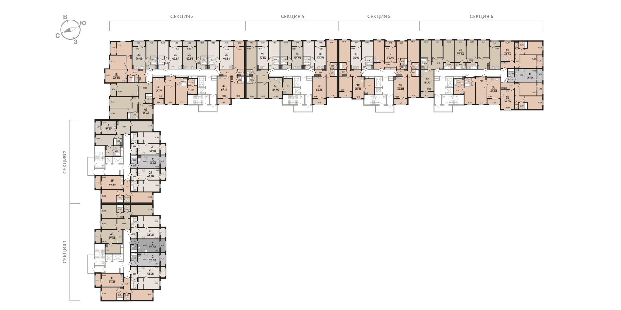 План этажа: Квартира-студия, 26,69 м²