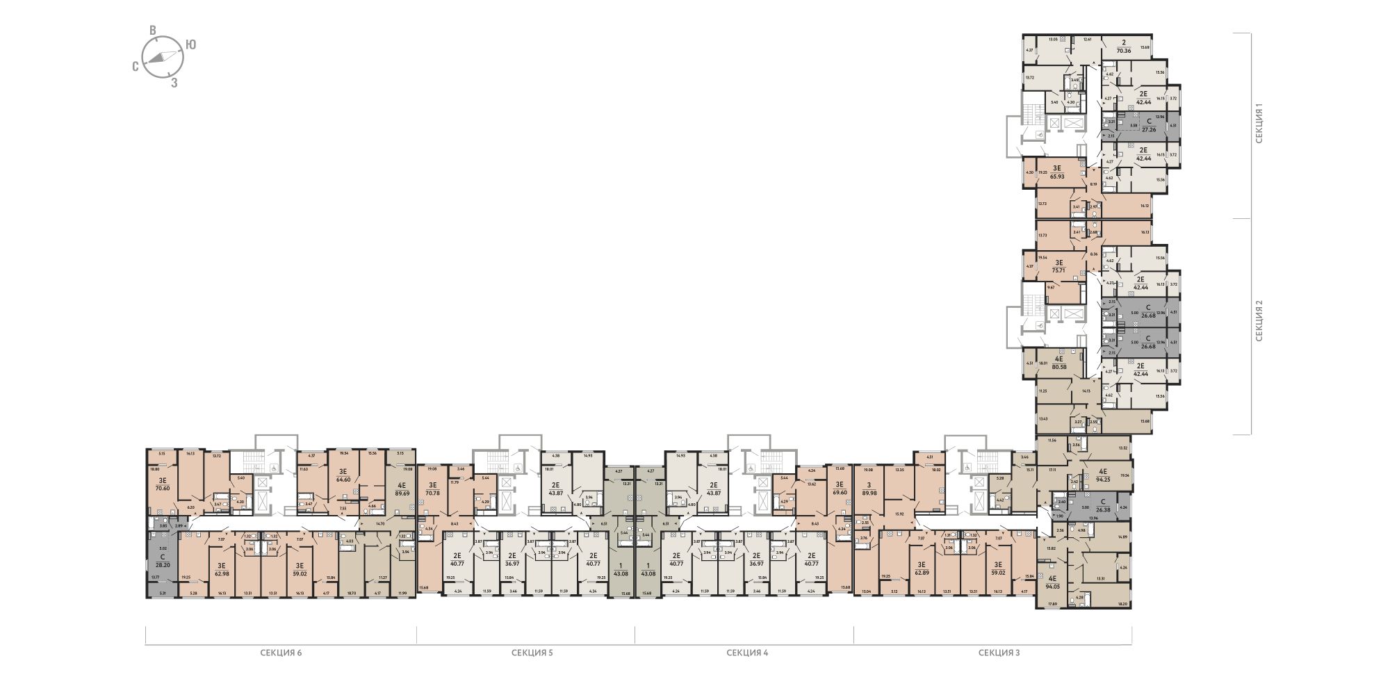 План этажа: Квартира-студия, 26,68 м²
